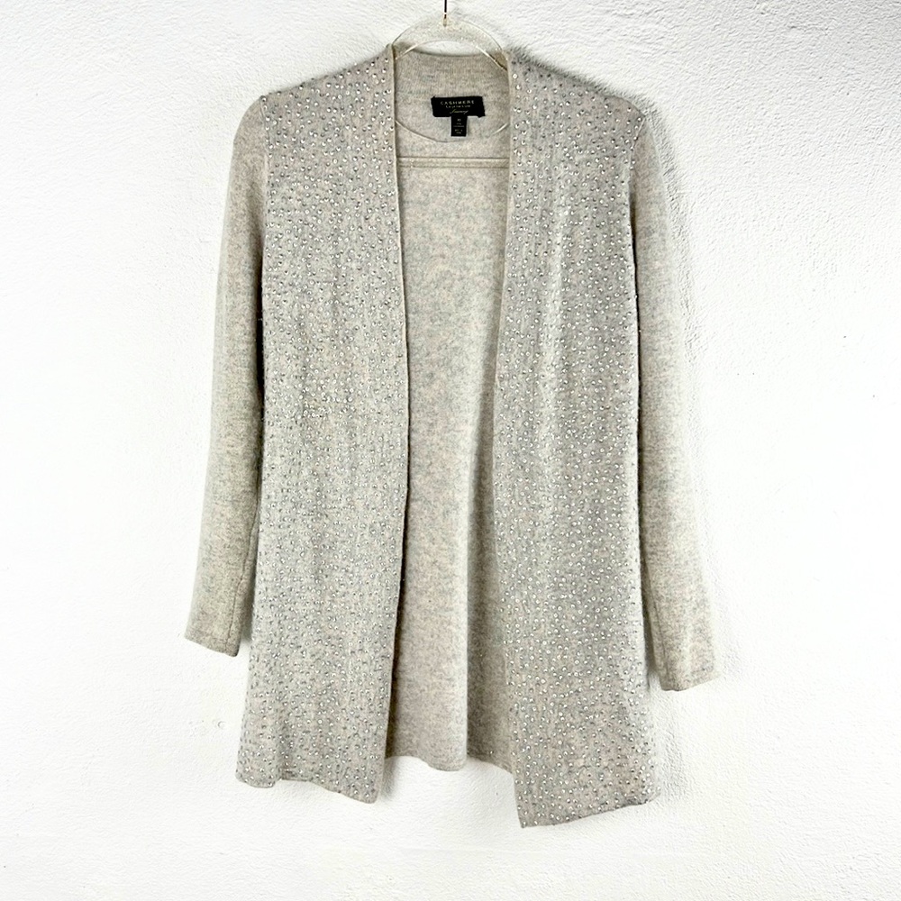 CHARTER CLUB |🐰Light Gray Sparkly 100% Cashmere Super Soft Cardigan Sweater